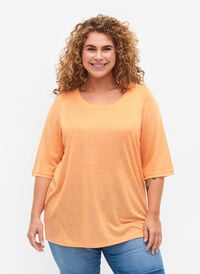 Bluse med 3/4 ærmer, Mock Orange, Model
