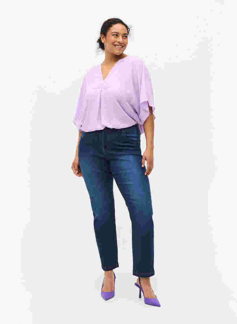 Slim fit Emily jeans med normal talje, Blue denim, Model image number 5