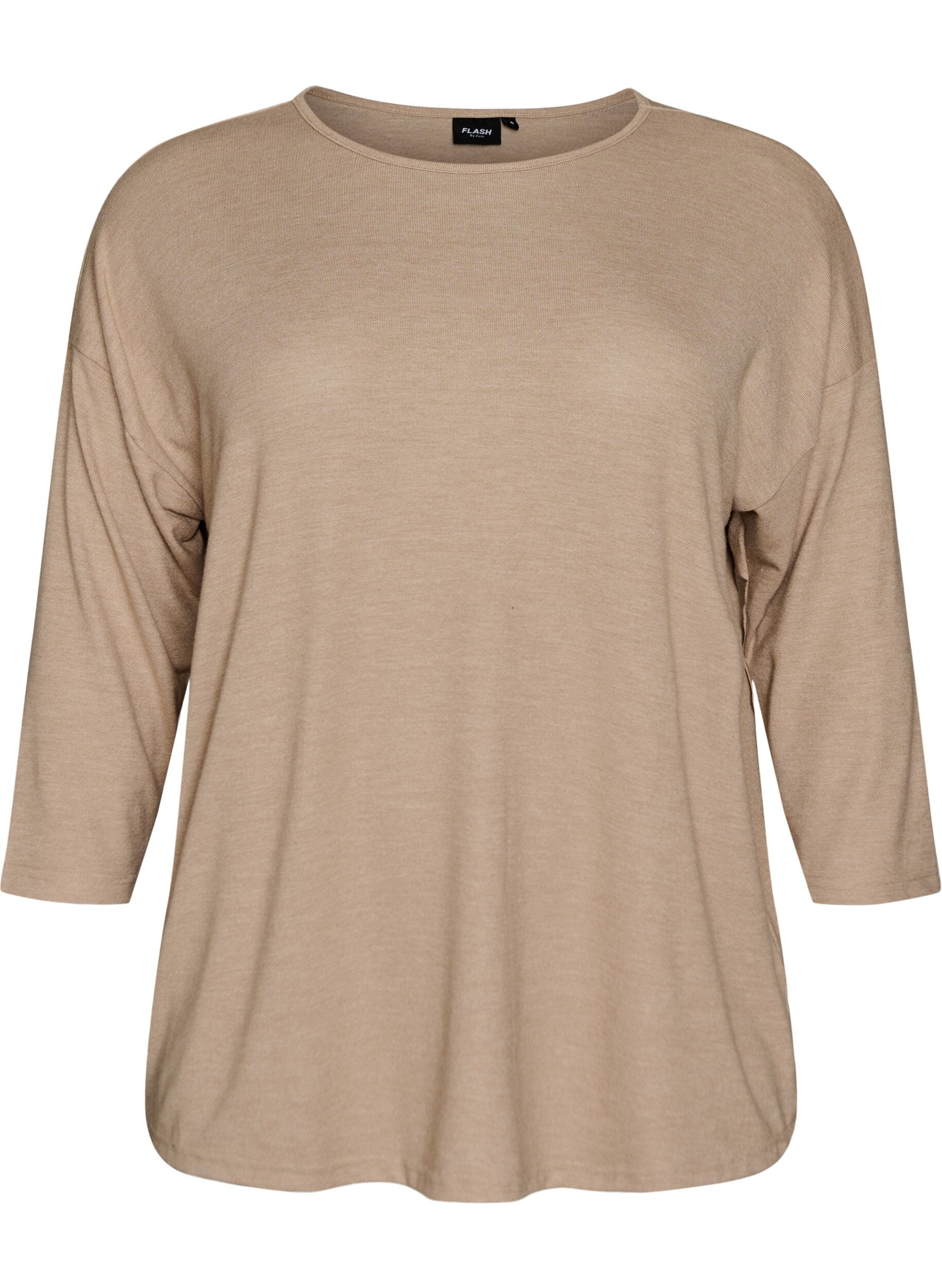 Zizzi Jerseybluse med 3/4 &aelig;rmer, Beige, Packshot image number 0