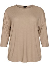 Jerseybluse med 3/4 &aelig;rmer, Beige