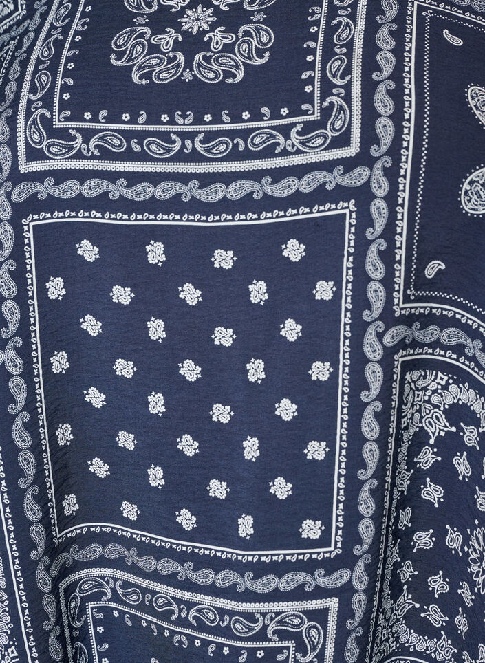 Bluse i viskose med paisleyprint og ballon&aelig;rmer, Bl&aring;, Packshot image number 2