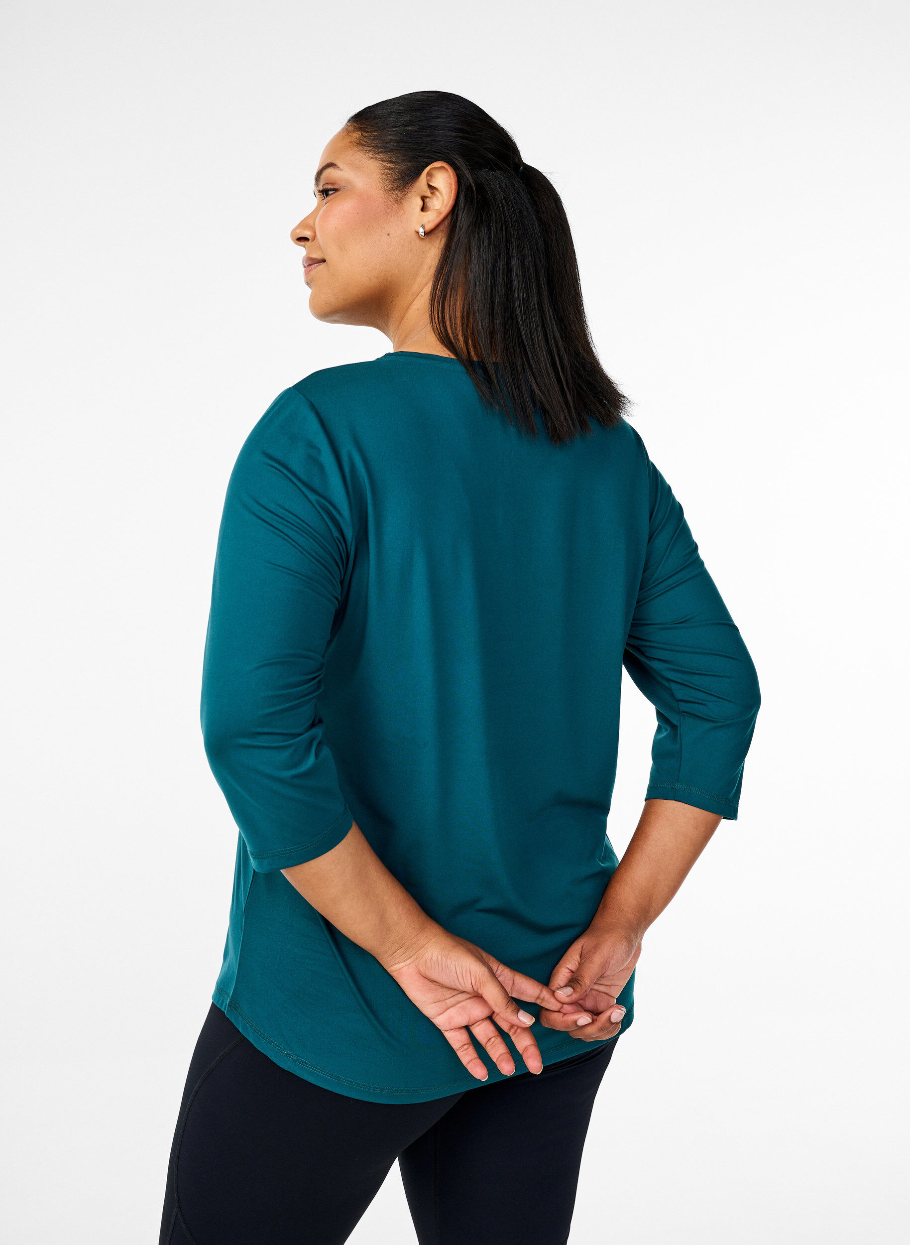 ZizziTr&aelig;ningsbluse med 3/4 &aelig;rmer, Gr&oslash;n, Model image number 2