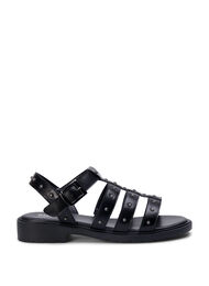 Wide fit sandal med nitter, Black, Packshot