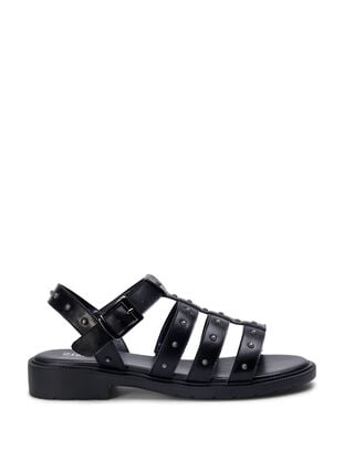 Wide fit sandal med nitter, Black, Packshot image number 0
