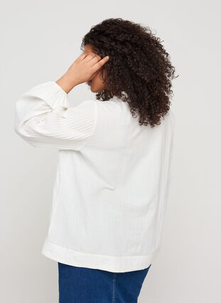 Langærmet bluse i økologisk bomuld, Bright White, Model image number 1