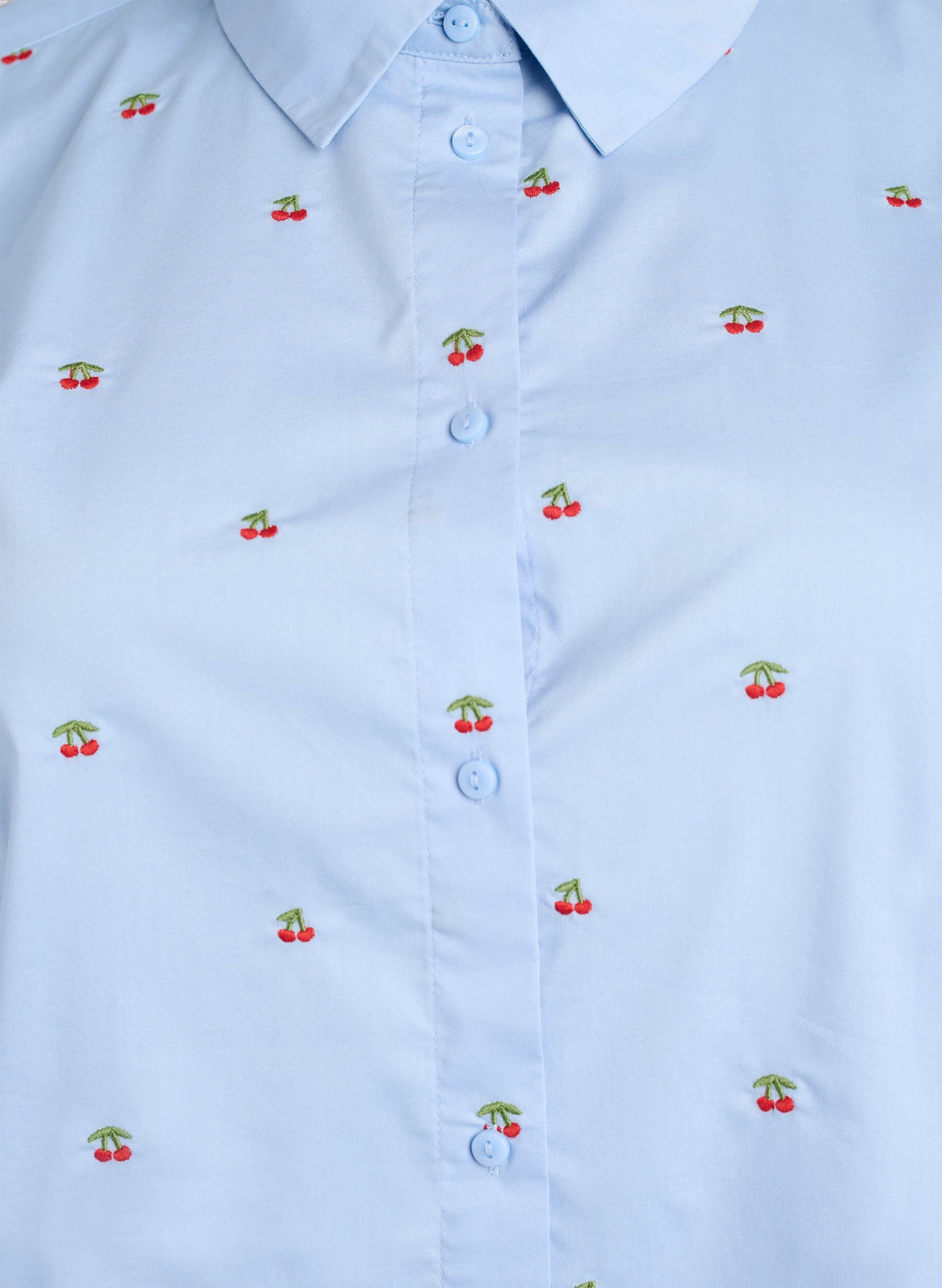 ZizziSkjorte med broderede kirseb&aelig;r, Bl&aring;, Packshot image number 2