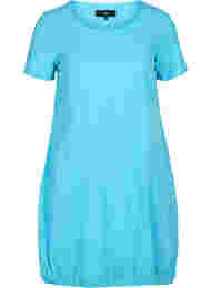 Kortærmet kjole i bomuld, River Blue