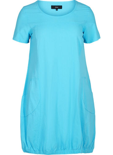 Kortærmet kjole i bomuld, River Blue, Packshot image number 0