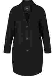 Lang frakke med knaplukning, Black