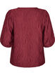 Bluse med tekstur og 3/4 &aelig;rmer, R&oslash;d, Packshot image number 1