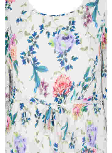 Printet plissékjole med bindebånd, Bright White Flower, Packshot image number 2