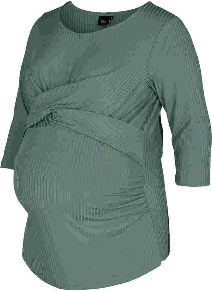 Graviditets bluse med 3/4 ærmer, Silver Pine, Packshot image number 0