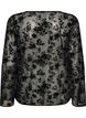 Meshbluse med blomsterm&oslash;nster og &aring;ben front, Sort, Packshot image number 1