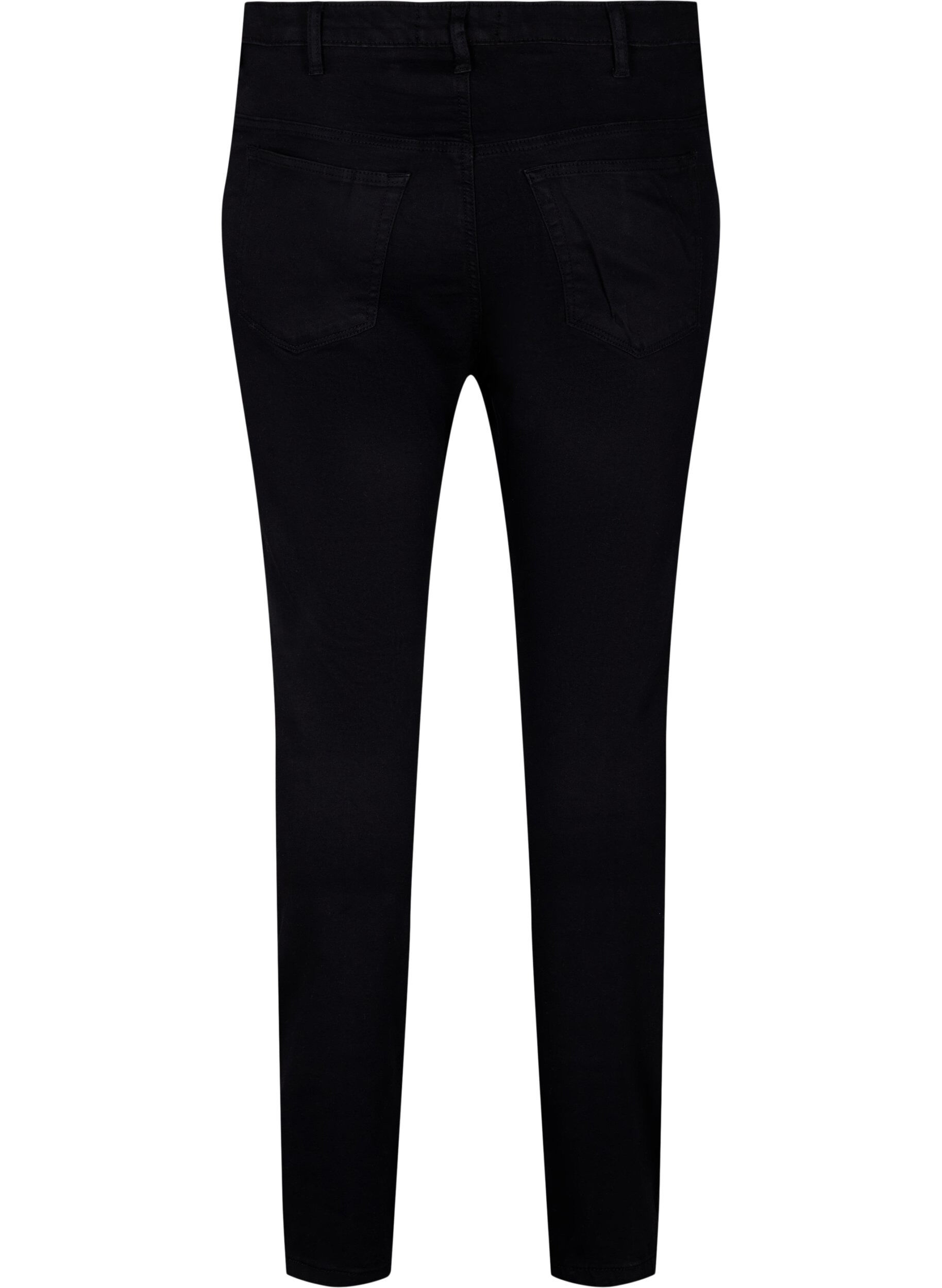 Zizzi Super slim Amy jeans med sn&oslash;redetalje, Black, Packshot image number 1