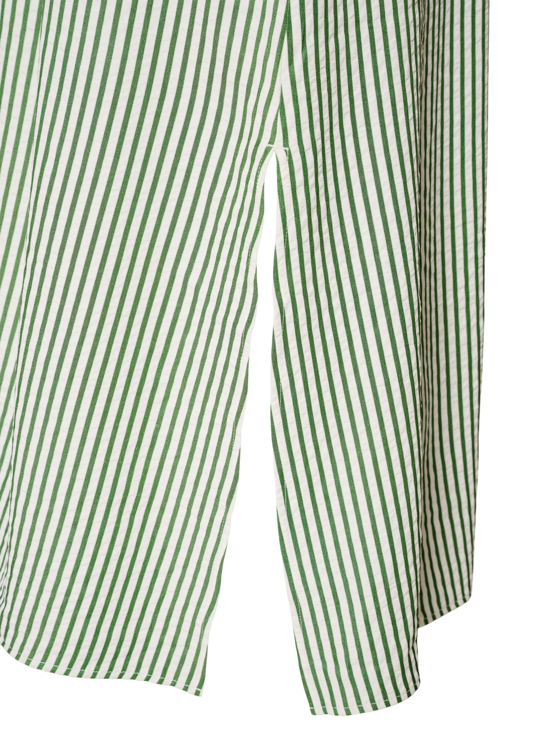 ZizziAnkellang skjortekjole med bindeb&aring;nd og striber, Gr&oslash;n, Packshot image number 3