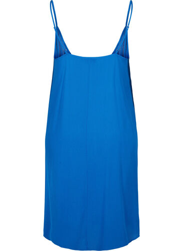 Ensfarvet strop kjole i viskose, Victoria blue, Packshot image number 1