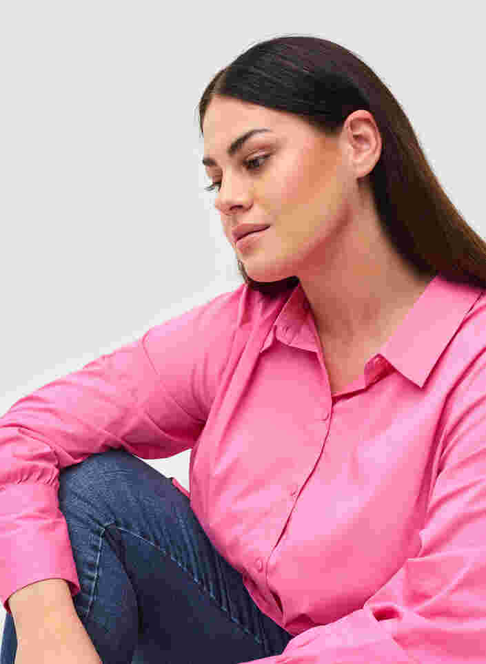Langærmet skjorte med høj cuff, Aurora Pink, Model image number 3
