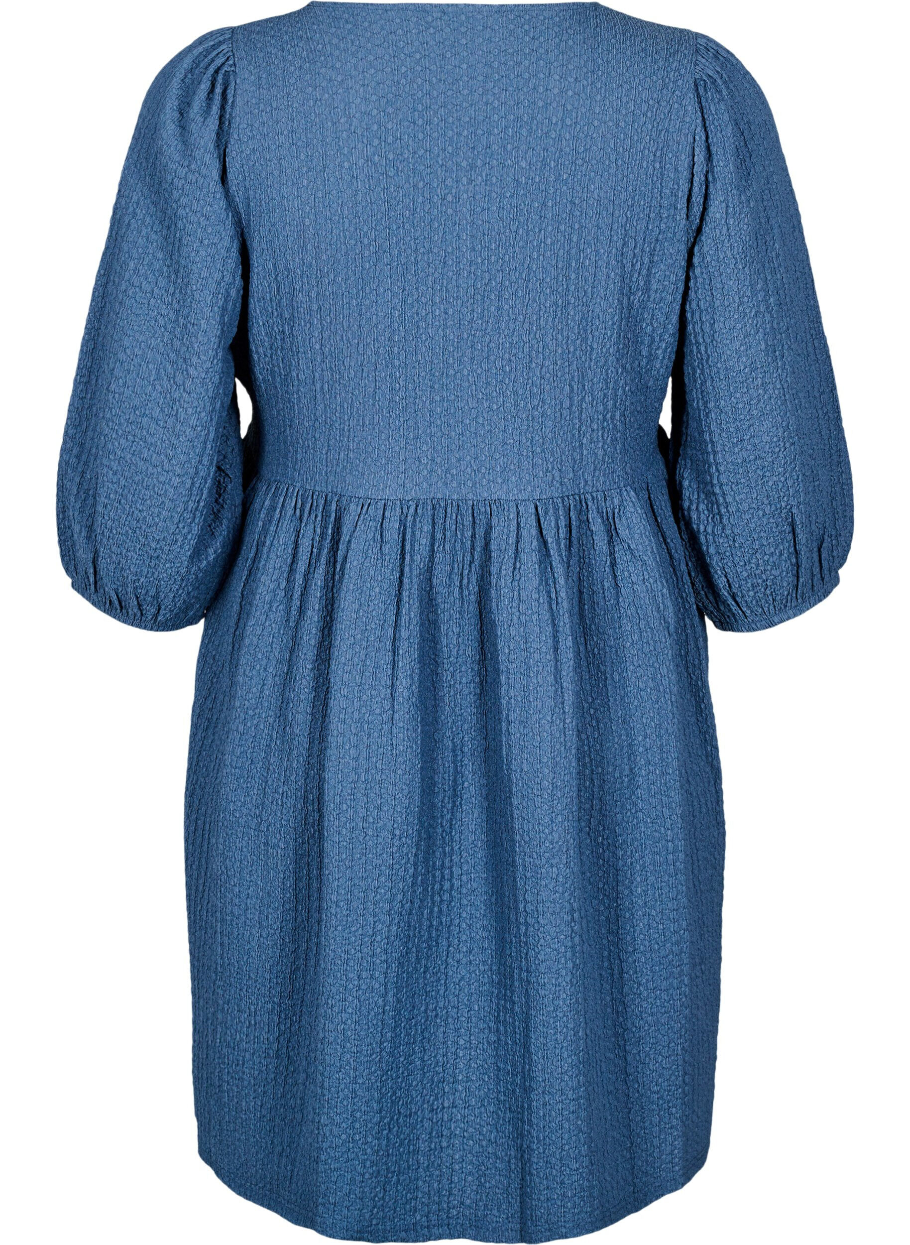 Zizzi FLASH - Kort kjole med struktur og 3/4 &aelig;rmer, Sargasso Sea, Packshot image number 1