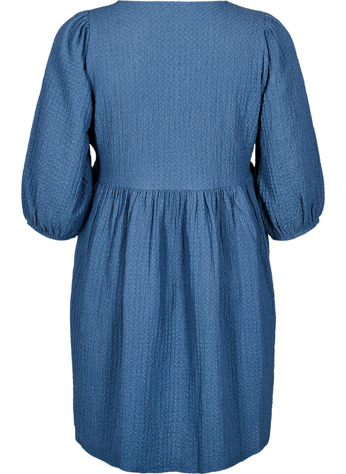 FLASH - Kort kjole med struktur og 3/4 ærmer, Sargasso Sea, Packshot image number 1