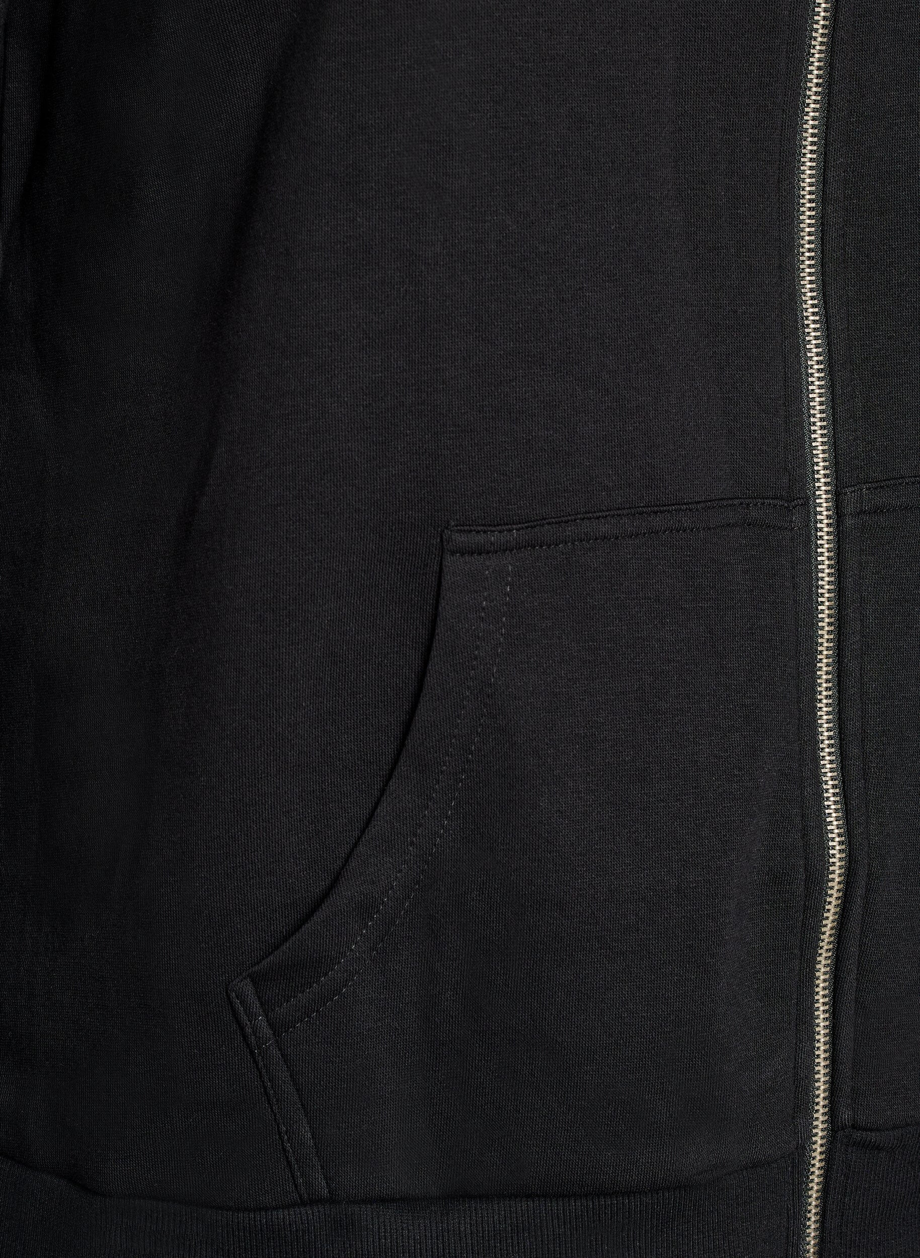 ZizziSweatcardigan med h&oslash;j krave og lynl&aring;s, Sort, Packshot image number 3