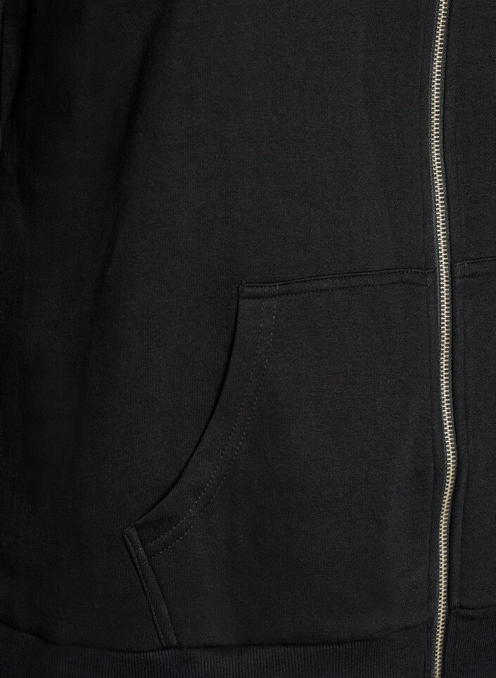 Sweatcardigan med h&oslash;j krave og lynl&aring;s, Sort, Packshot image number 3
