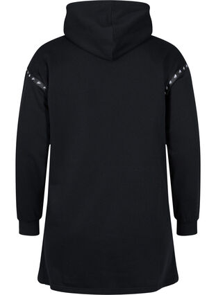 Lang sweatshirt med slids og lomme, Black, Packshot image number 1