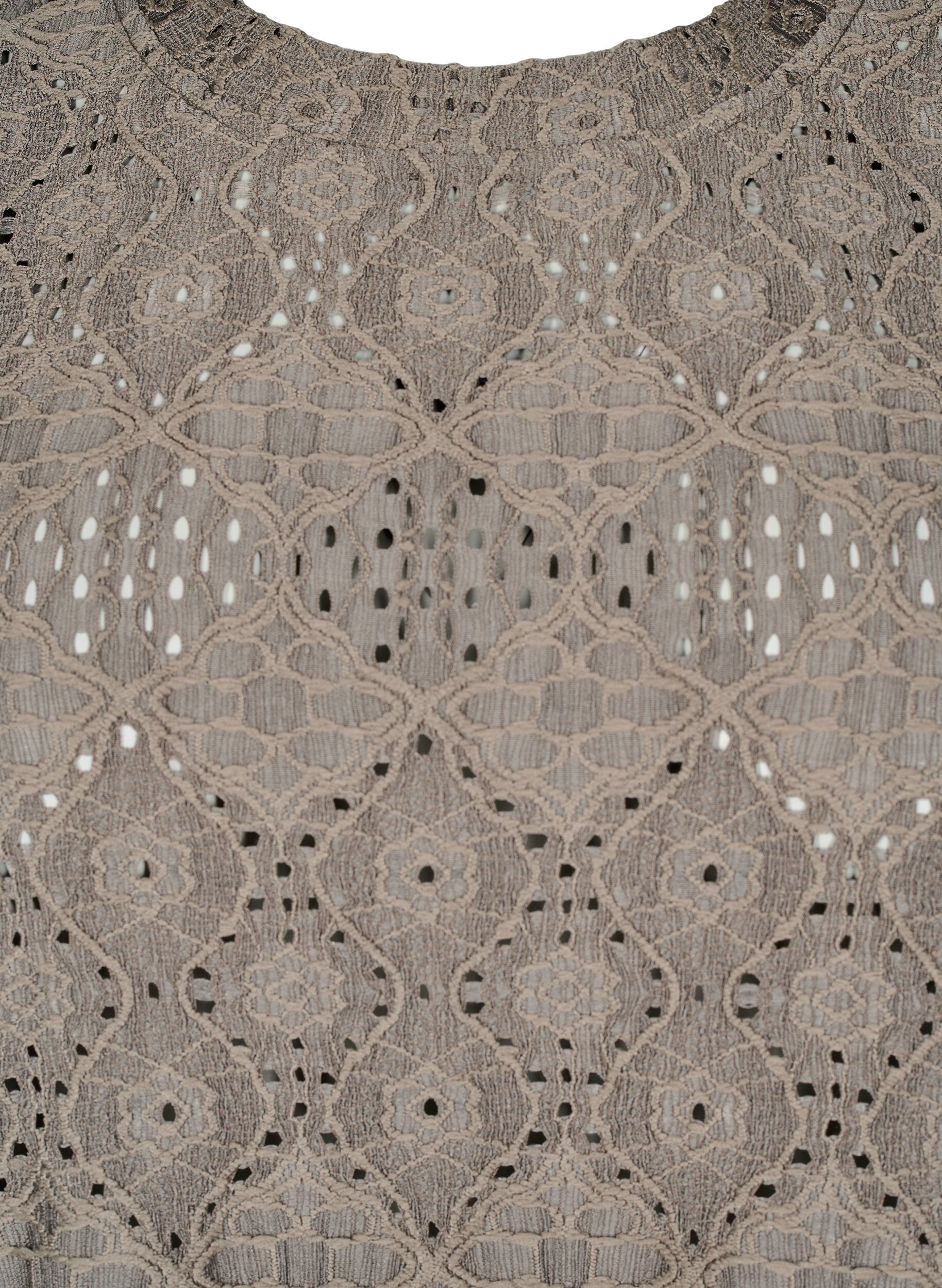 Zizzi Lang&aelig;rmet bluse med hulm&oslash;nster, Brun, Packshot image number 2