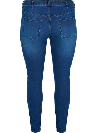 Super slim Amy jeans med elastik i taljen, Dark blue denim, Packshot image number 1