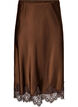 Midi satinnederdel med blondekant, Brun, Packshot image number 0