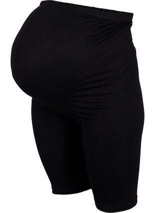 Tætsiddende graviditetsshorts i bomuld, Black, Packshot image number 0