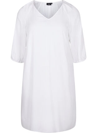 Viskose kjole med v-udskæring, Bright White, Packshot image number 0