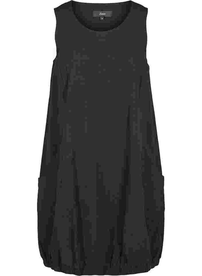 Ærmeløs kjole i bomuld, Black, Packshot image number 0