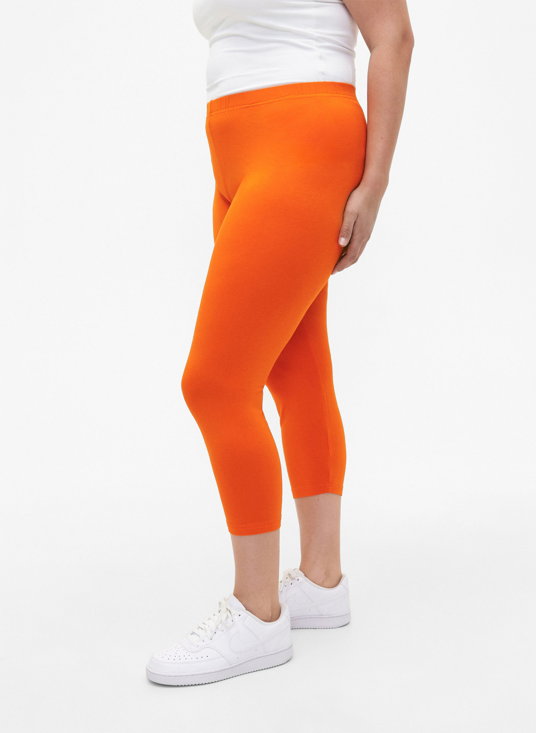 Zizzi Basis 3/4 leggings i viskose , Orange, Model image number 0