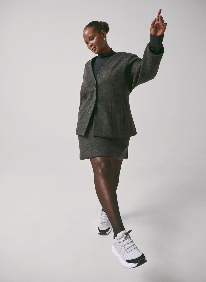 Kort nederdel med a-snit, Dark Grey Melange, Image image number 0