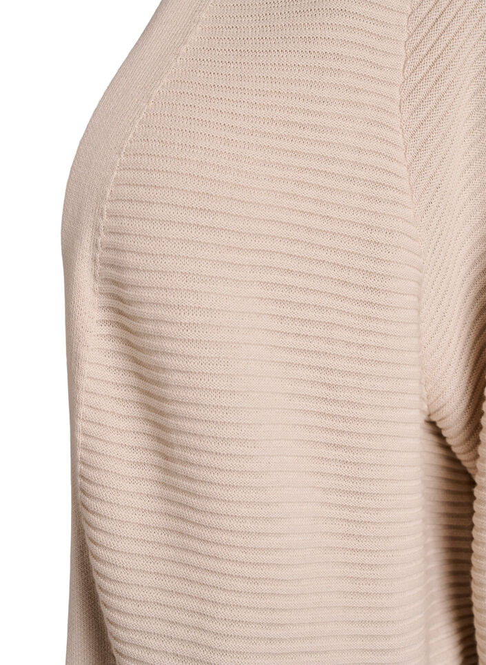 Lang ribstrikket cardigan i bomuld, Beige, Packshot image number 2
