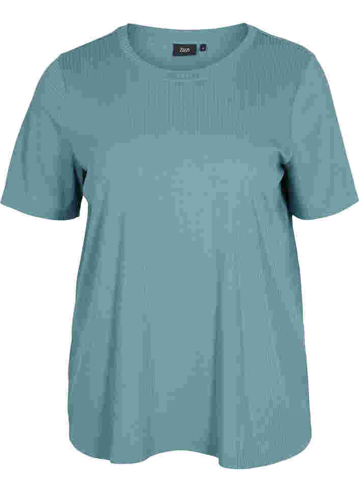 Kortærmet t-shirt i ribkvalitet, Goblin Blue, Packshot image number 0