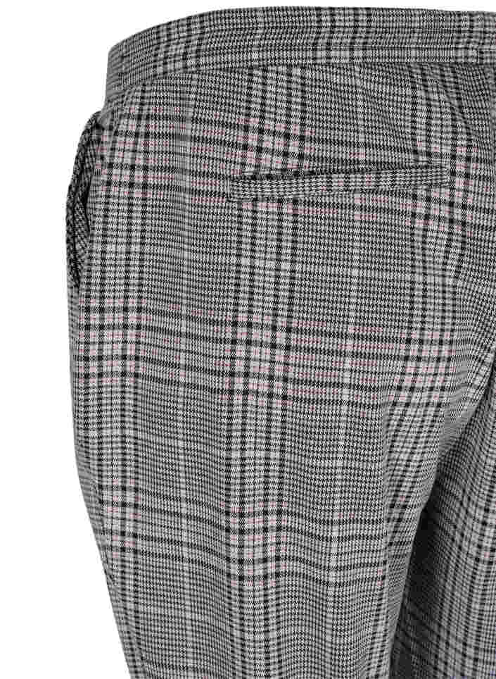 Cropped Maddison bukser med ternet mønster, Black Check, Packshot image number 3
