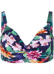 Blomstret bikini overdel med bøjle, Flower Print