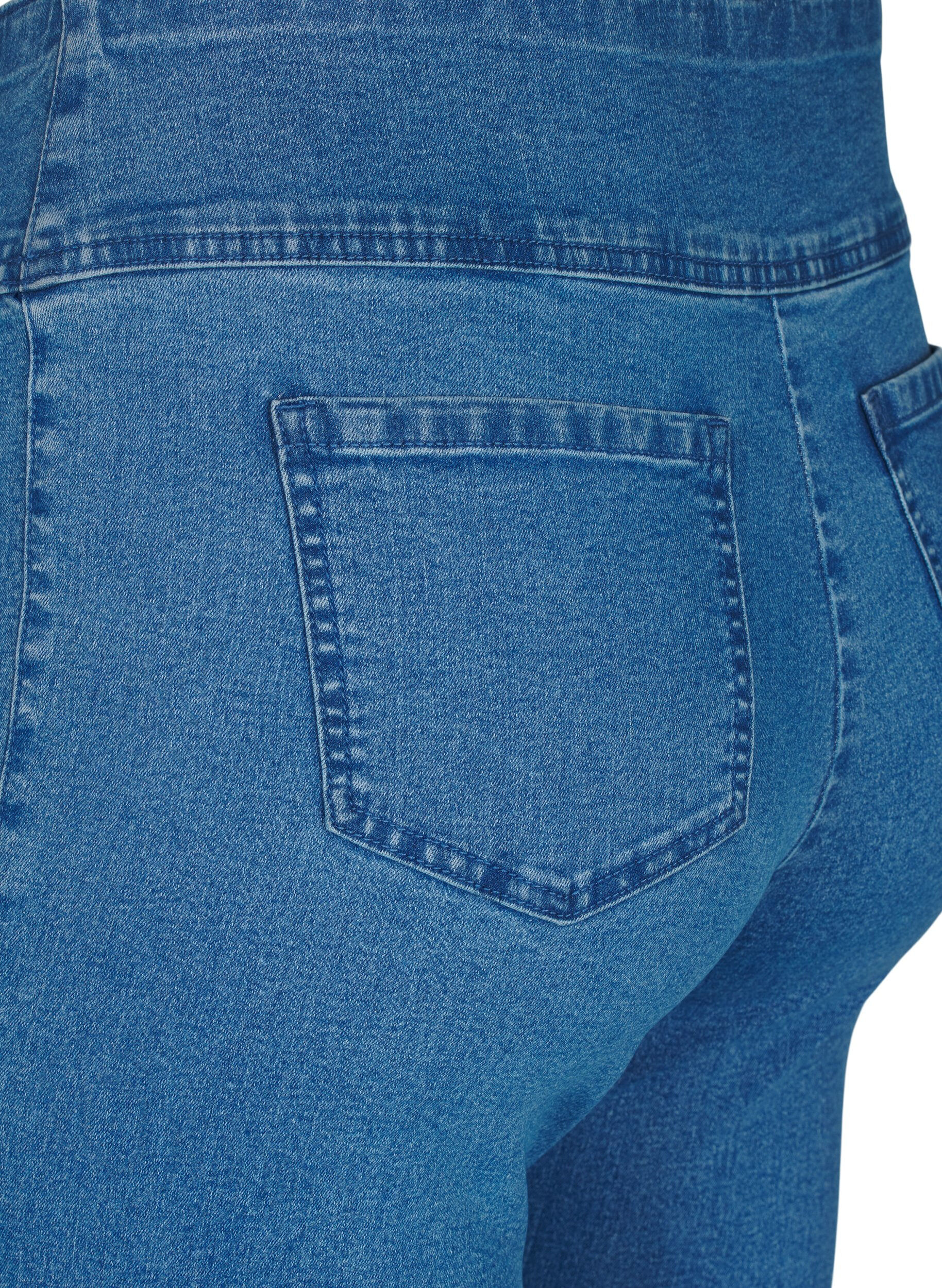 ZizziStretchy jeggings med h&oslash;j talje, Bl&aring;, Packshot image number 3