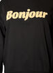 Sweatshirt med tekstmotiv i boucl&eacute;, Sort, Packshot image number 2