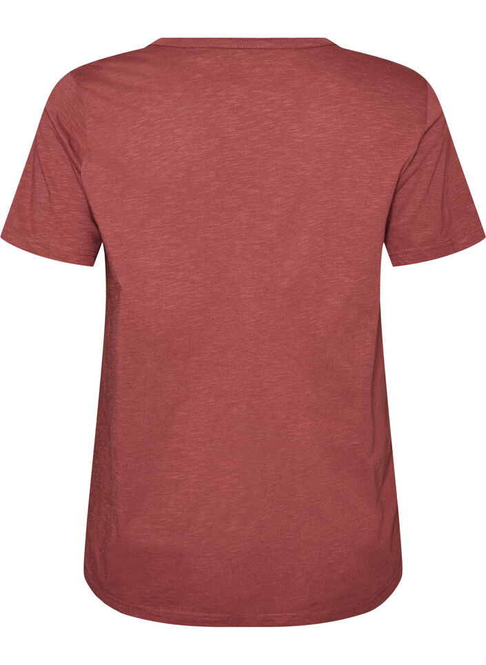 T-shirt med knapdetalje, Brun, Packshot image number 1