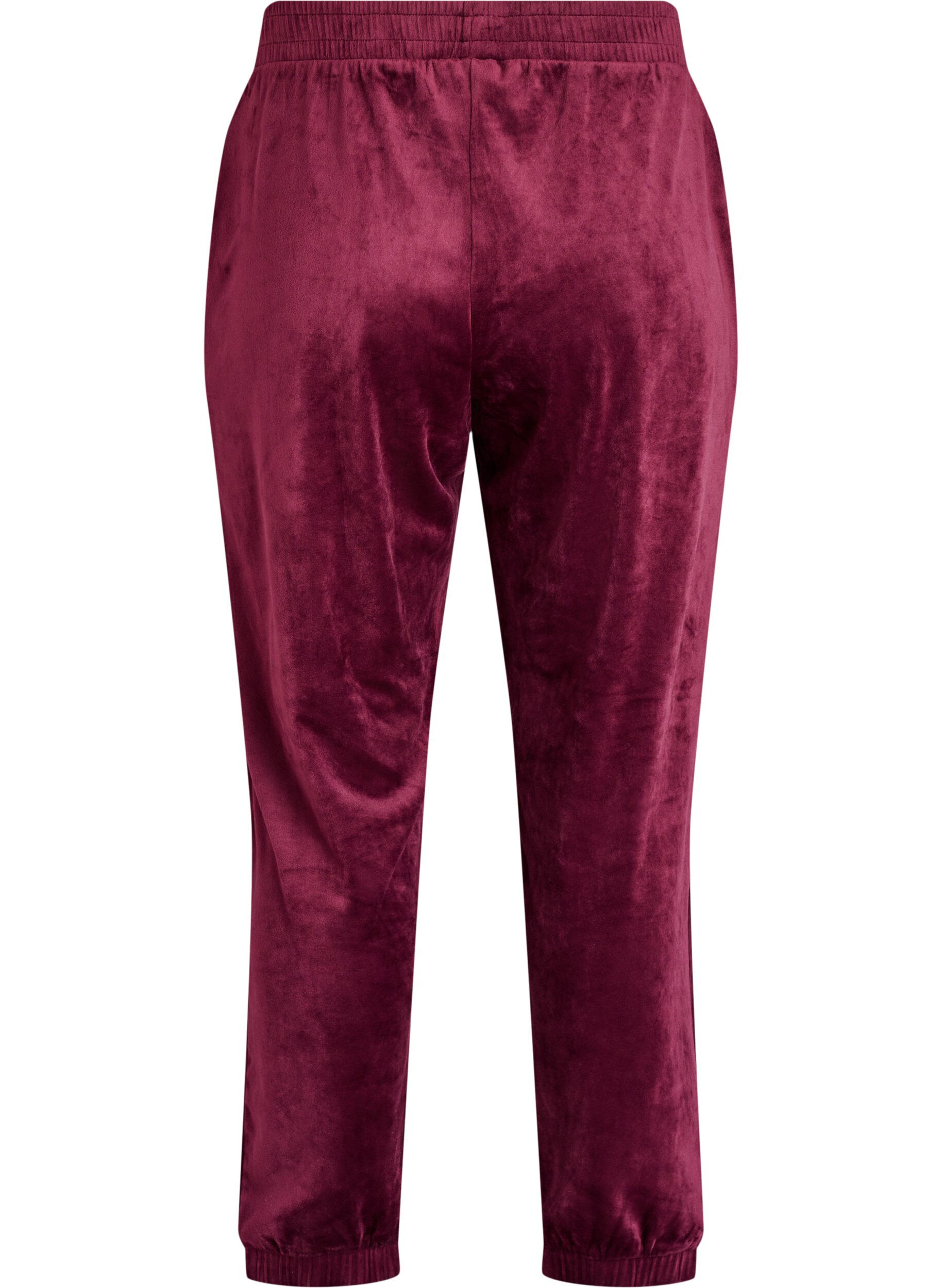 ZizziL&oslash;se bukser i velour, R&oslash;d, Packshot image number 1