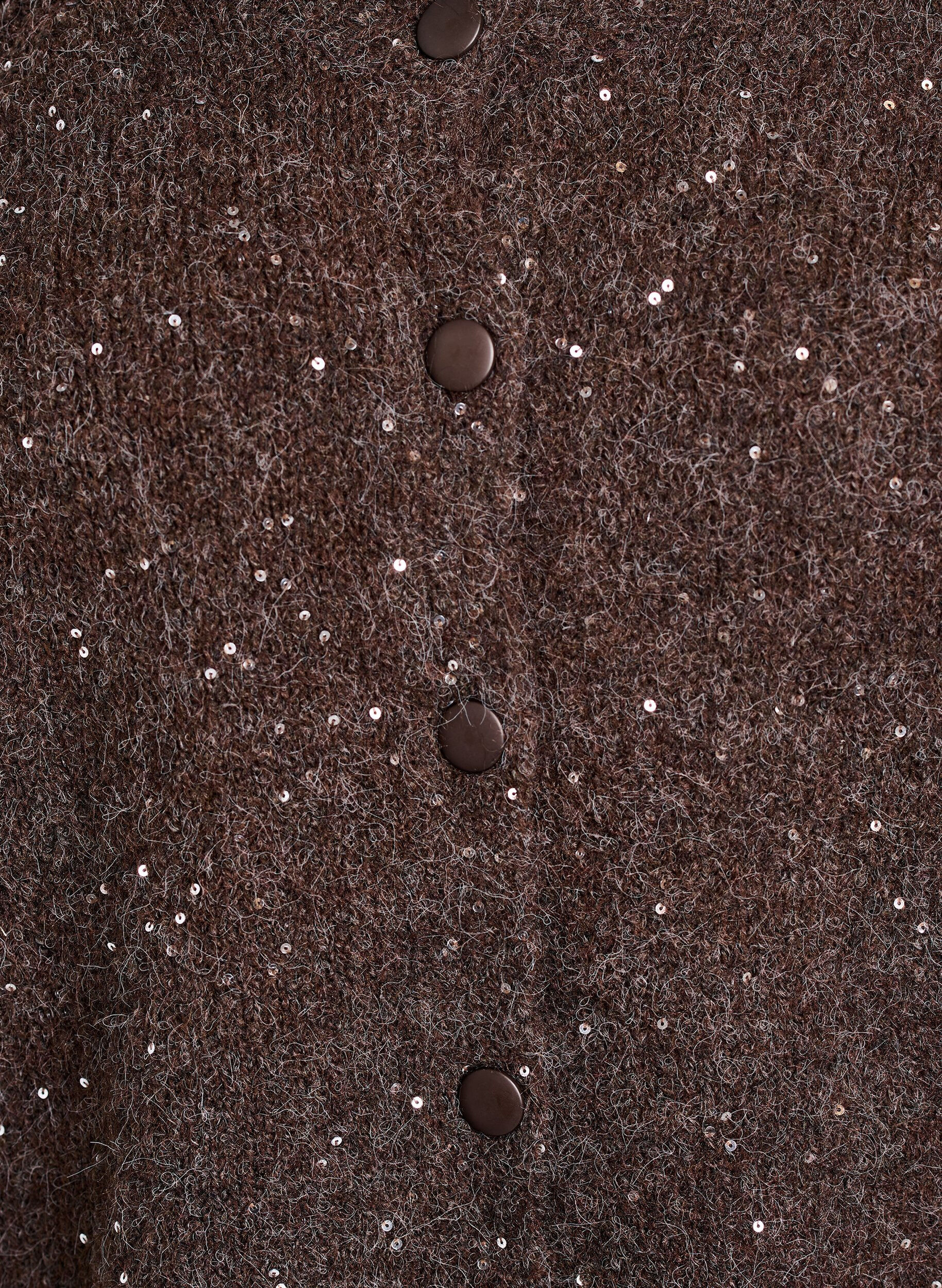 Zizzi Strikket cardigan med pailletter, Brun, Packshot image number 2