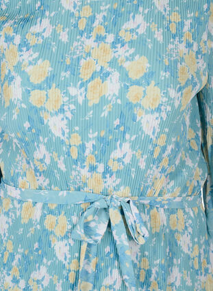 Printet plissékjole med bindebånd, Cameo Blue Flower, Packshot image number 2