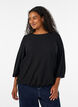 Bluse med struktur og 3/4 &aelig;rmer, Sort, Model image number 0