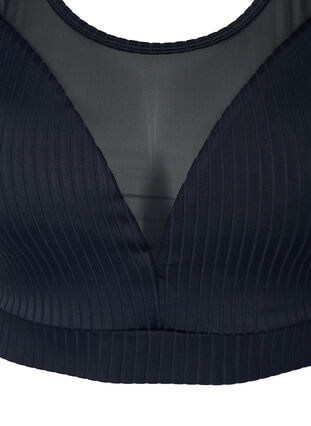 Bikini top i rib med mesh , Black, Packshot image number 2
