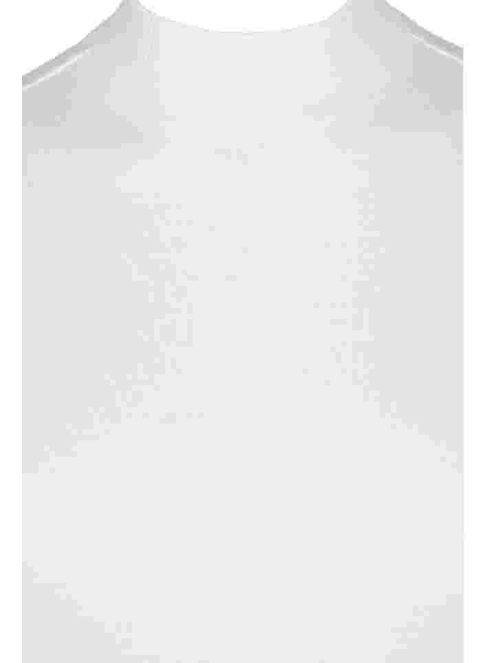 Højhalset bomulds top med ribstruktur, Bright White, Packshot image number 2