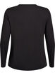 Ensfarvet bluse med lange &aelig;rmer, Sort, Packshot image number 1