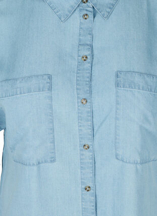 Kortærmet skjorte med brystlommer, Light blue denim, Packshot image number 2
