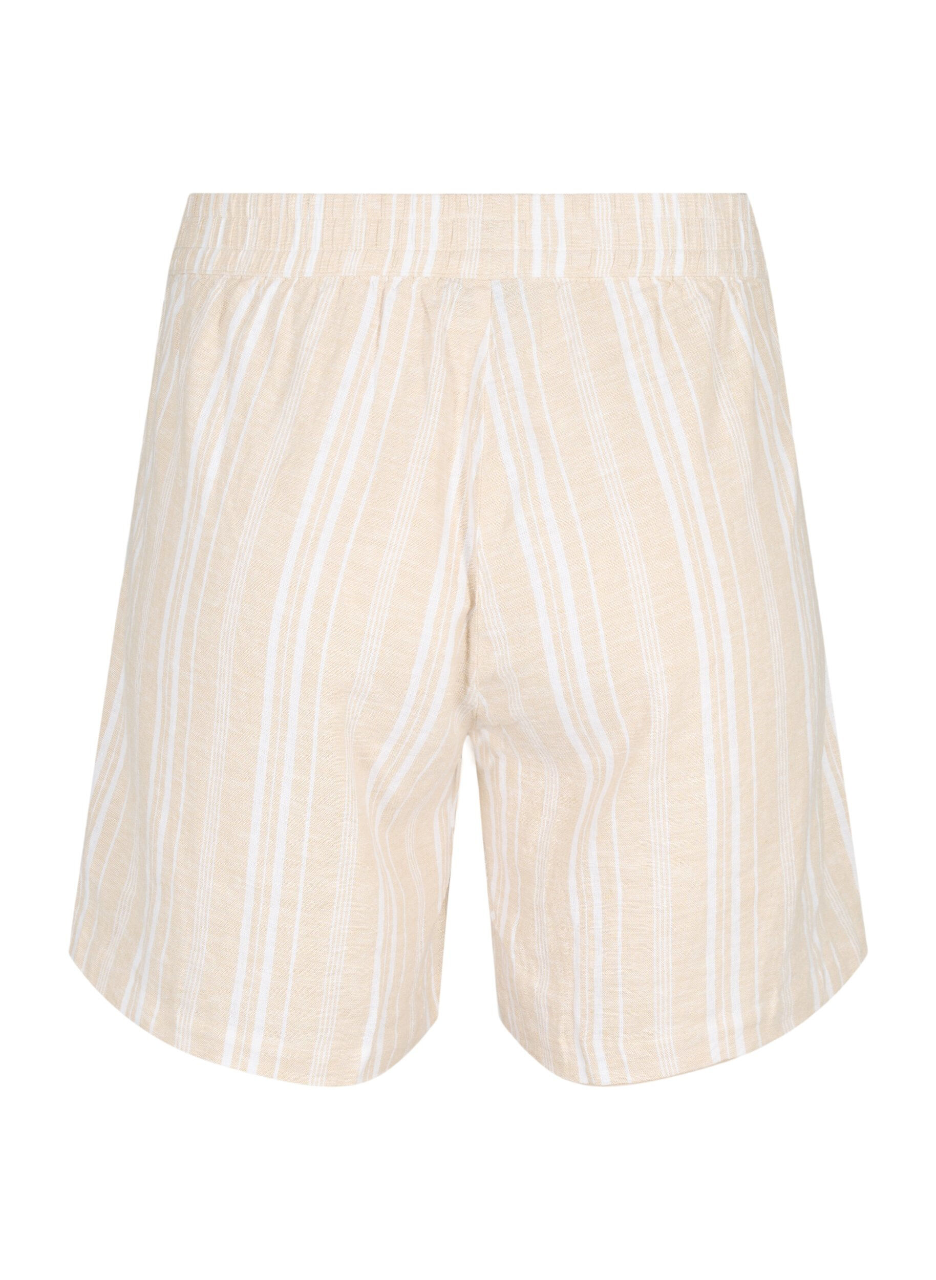 Zizzi Stribede shorts i h&oslash;r-viskosemix , Beige, Packshot image number 1